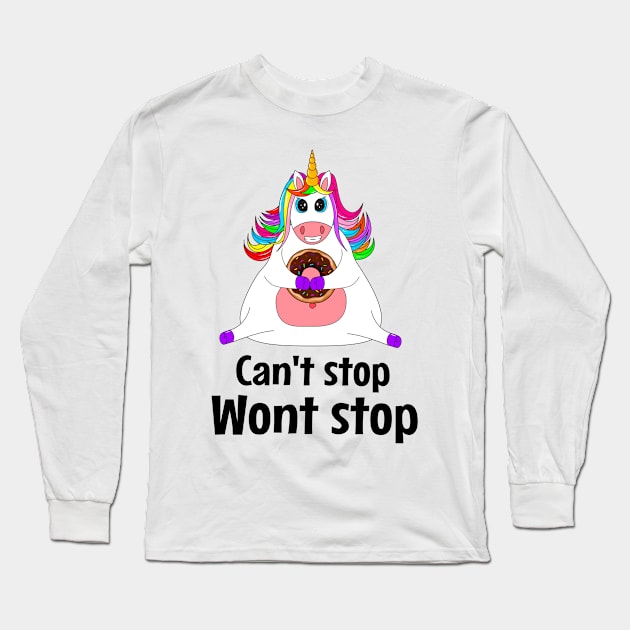 i cant stop wont stop funny unicorn Long Sleeve T-Shirt by NoorAlbayati93